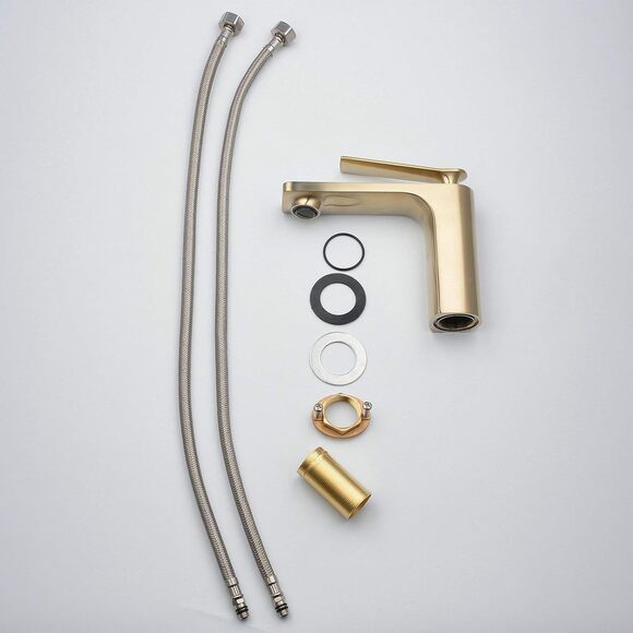 BEELEE Faucet Bathroom Sink Lavatory Vessel with Single Handle Gold Solid Brass - Picture 6 of 13